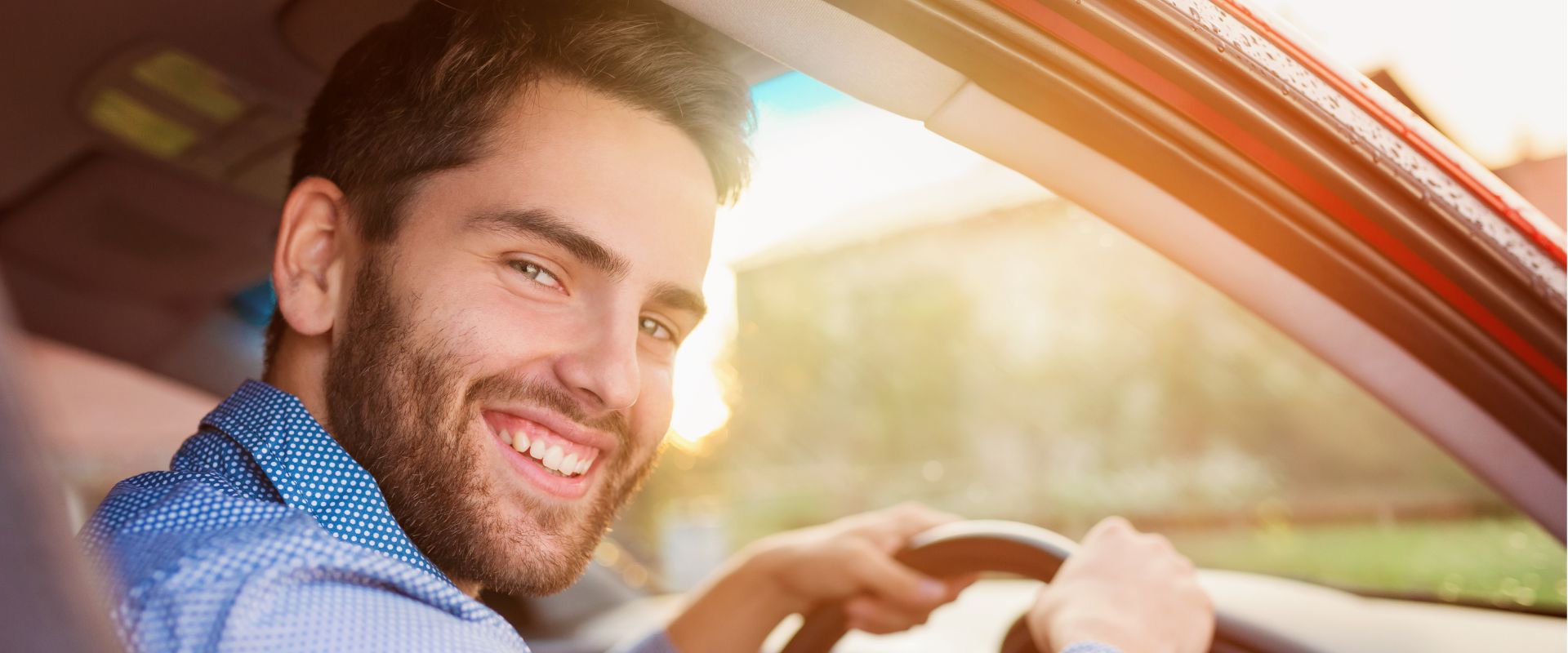 Young man in a car