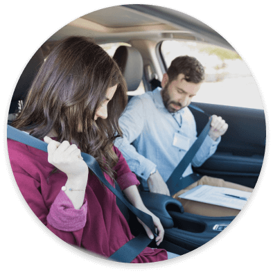 Couple getting into car